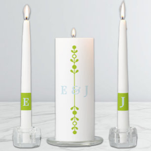 Citrus Green & Coastal Blue Wedding Unity Candle Set