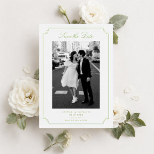 Citrus Green Elegant Frame Photo Save the Date Thank You Card