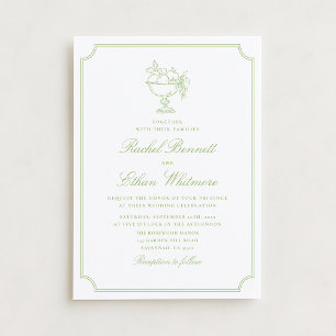 Citrus Green Elegant Frame Wedding Invitation