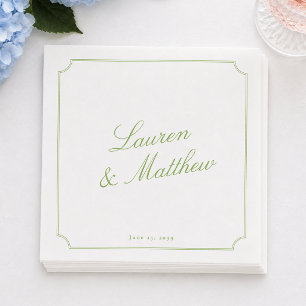 Citrus Green Elegant Script Wedding Napkins