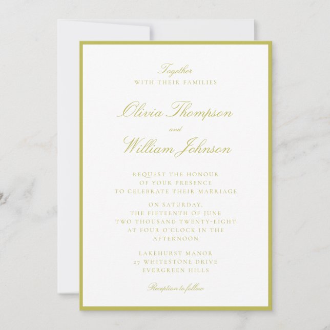 Citrus Green Framed Wedding Invitation (Front)