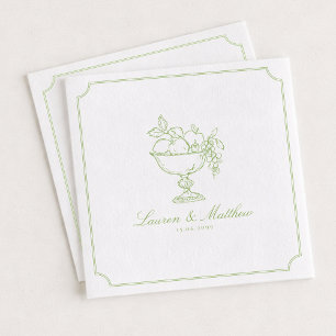 Citrus Green Fruit Bowl Frame Wedding Napkins