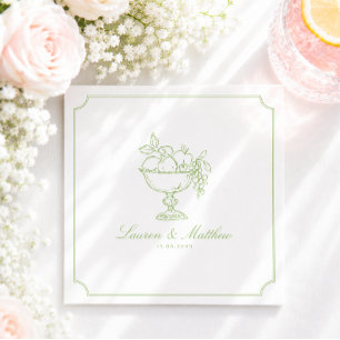 Citrus Green Fruit Bowl Frame Wedding Napkins