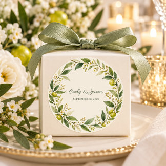 Citrus Green Modern Botanical Wedding Favor labels