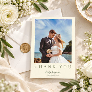 Citrus Green Modern Botanical Wedding Thank You Card