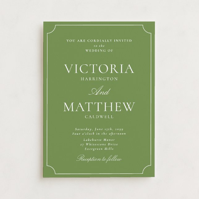 Citrus Green Modern Script Wedding Invitation (Creator Uploaded)