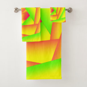 Citrus Green Orange Yellow Ombre Abstract Design Bath Towel Set