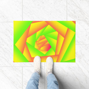 Citrus Green Orange Yellow Ombre Abstract Design Doormat