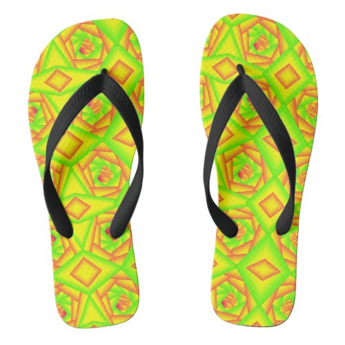 Citrus Green Orange Yellow Ombre Abstract Design  Flip Flops