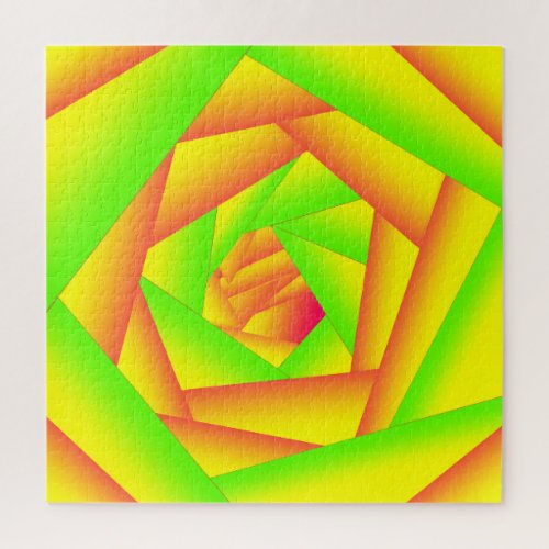 Citrus Green Orange Yellow Ombre Abstract Design  Jigsaw Puzzle