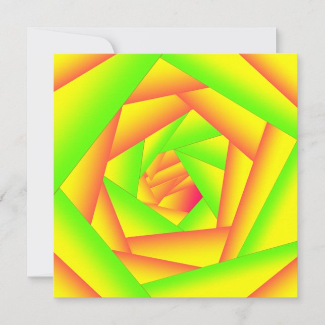 Citrus Green Orange Yellow Ombre Abstract Design  Note Card (Front)
