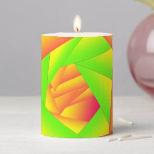 Citrus Green Orange Yellow Ombre Abstract Design Pillar Candle