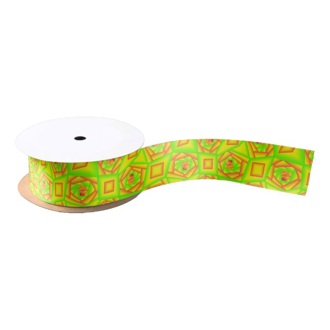Citrus Green Orange Yellow Ombre Abstract Design  Satin Ribbon (Spool)