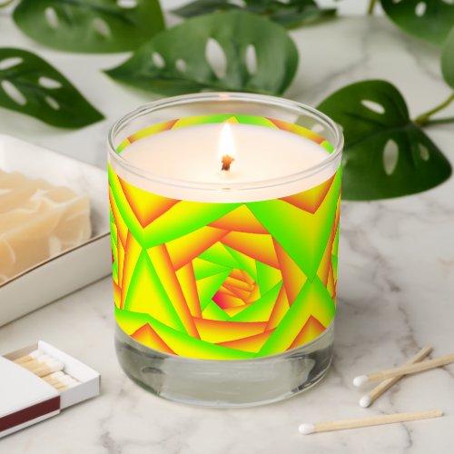 Citrus Green Orange Yellow Ombre Abstract Design  Scented Candle