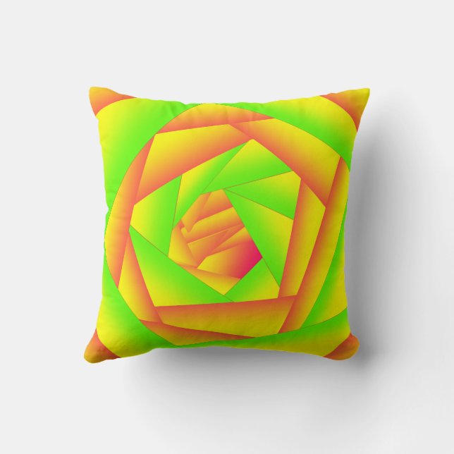 Citrus Green Orange Yellow Ombre Abstract Design  Throw Pillow (Back)