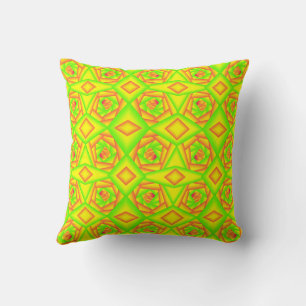 Citrus Green Orange Yellow Ombre Abstract Design Throw Pillow
