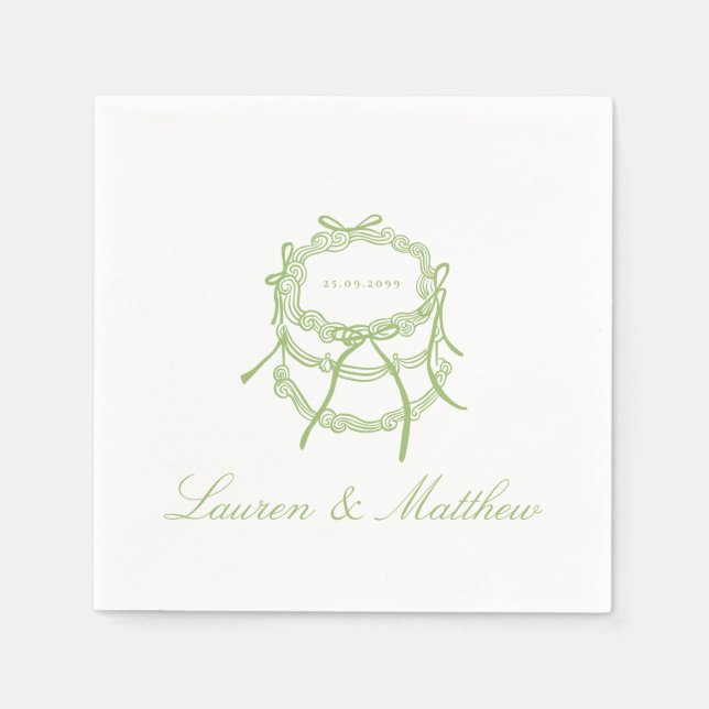Citrus Green Wedding Cake Wedding Napkins (Front)