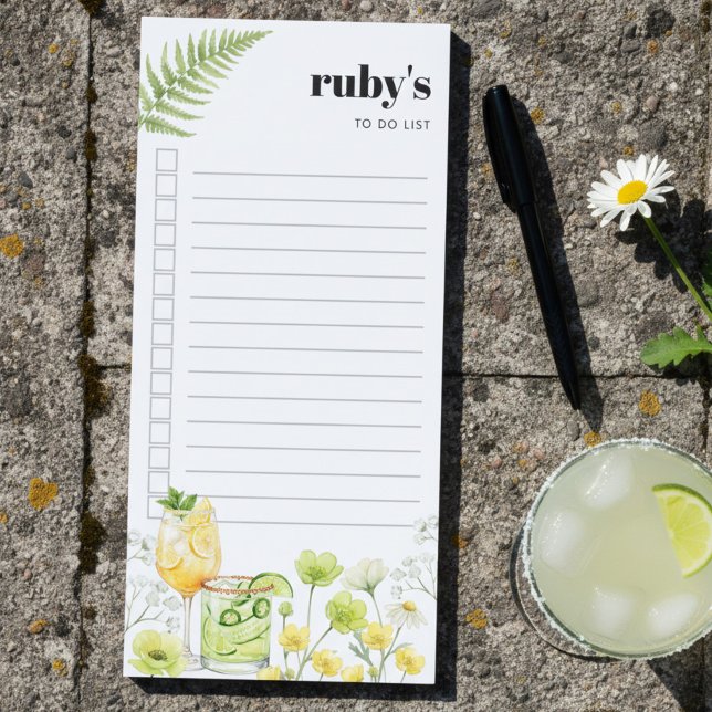 Citrus Green Wildflower Personalized To Do List Magnetic Notepad (To do list notepad. Bridesmaid gift from the Citrus Green Wildflower wedding suite by Darling & May)