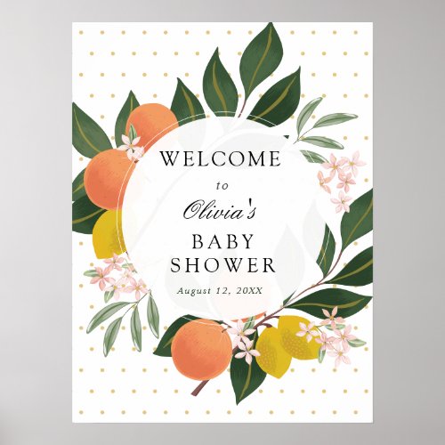 Citrus Greenery Baby Shower Welcome Sign