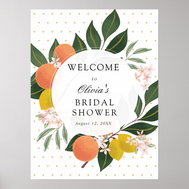 Citrus Greenery Bridal Shower Welcome Sign (Front)