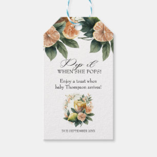 Citrus Greenery   Pop it when she Pops Favor Gift Tags