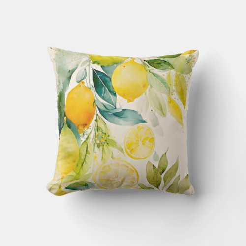 Citrus greenery throw pillow