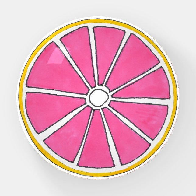 Citrus Grove Fruit Slice Juicy Pink Grapefruit Paperweight (Front)