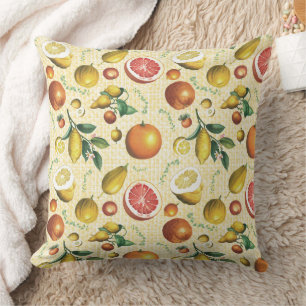 Citrus Grove & Mediterranean Orchard Pattern Throw Pillow