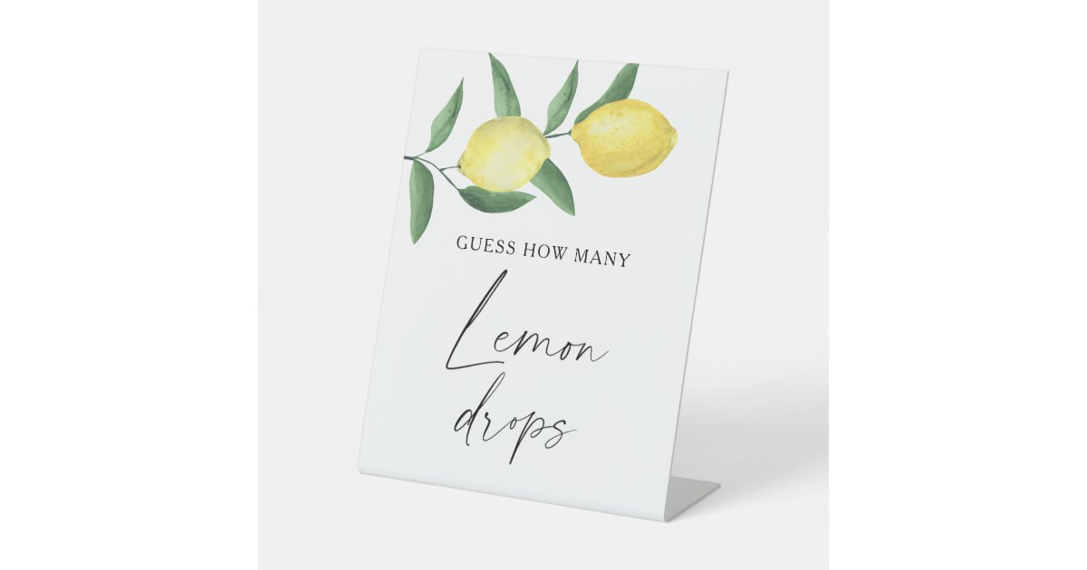 Citrus - guess how many lemon drops pedestal sign