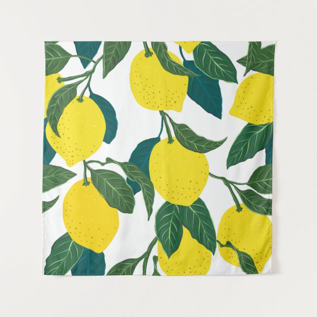 Citrus Hand Drawn Vintage Pattern Tapestry (Front)