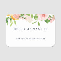 Citrus Hello my Name is Bridal Shower Name Tags