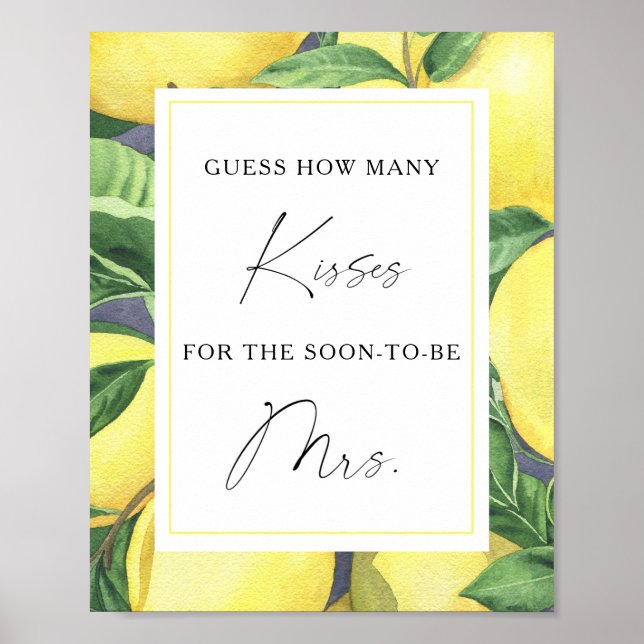 Citrus - How many kisses bridal shower game Poster (Front)