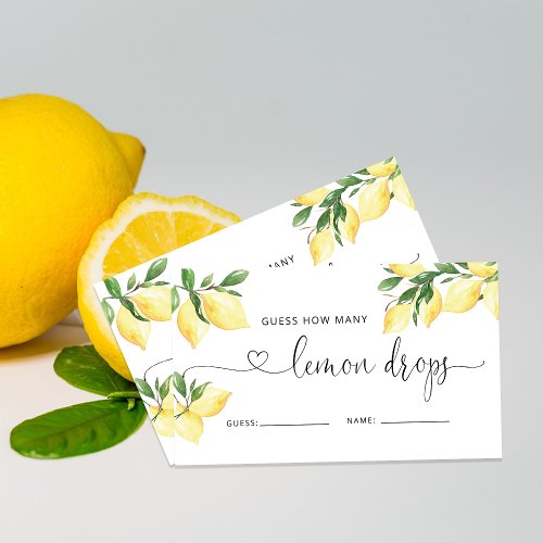 Citrus How Many Lemon Drops Bridal Shower Game Enclosure Card