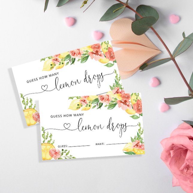 Citrus How Many Lemon Drops Bridal Shower Game Enclosure Card (Creator Uploaded)