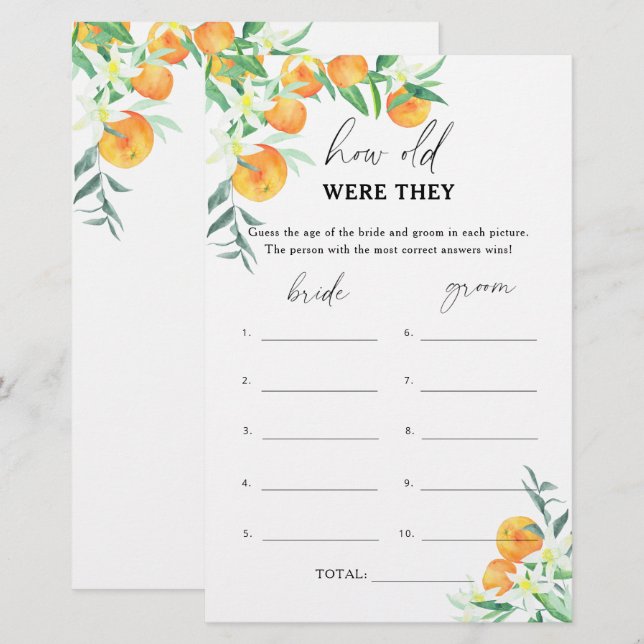 Citrus - How old were they bridal game (Front/Back)