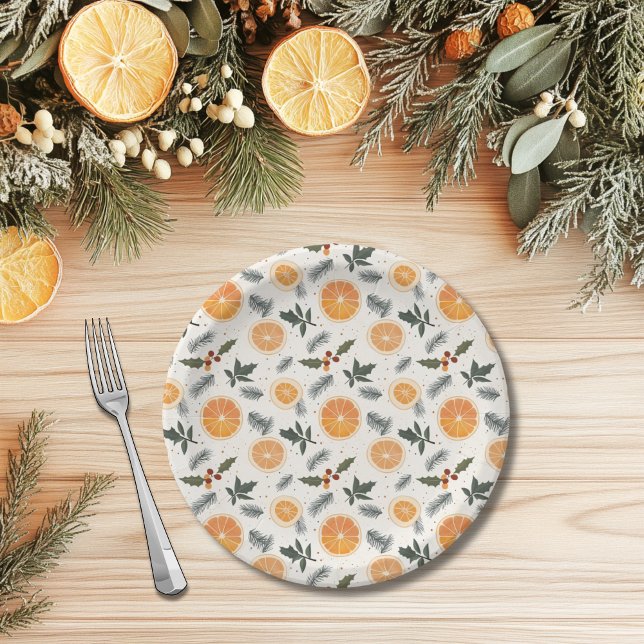 Citrus Hygge Christmas Paper Plates (Creator Uploaded)