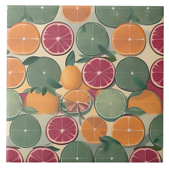 Citrus in muted tones  ceramic tile (Front)