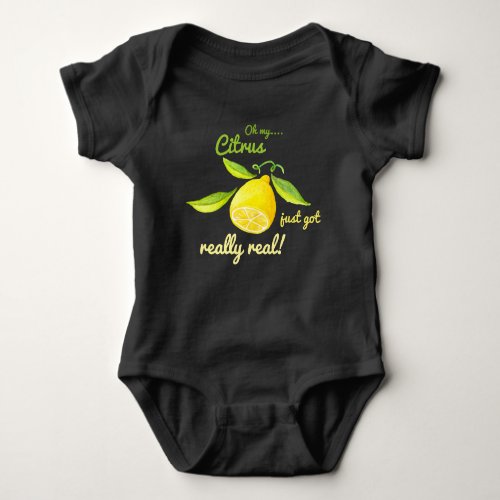 Citrus just got real watercolor lemon baby bodysuit