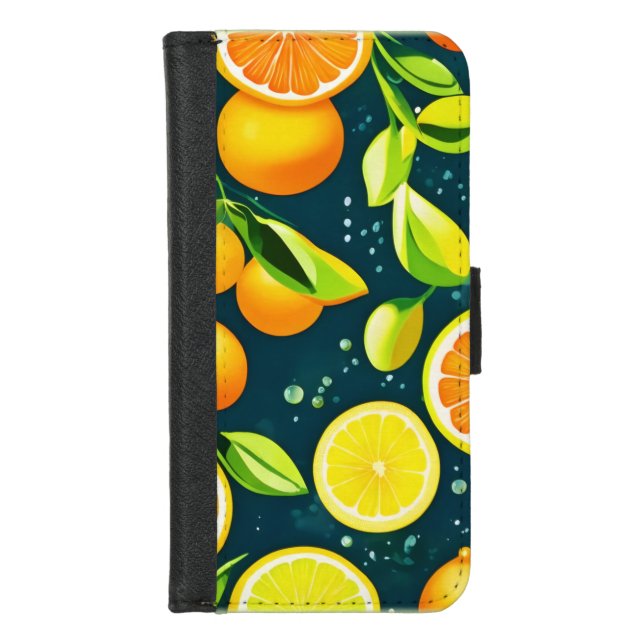 Citrus Kaleidoscope: A Vibrant Medley iPhone Wallet Case (Front)