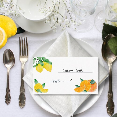 Citrus Lemon and Orange Wedding Table Place Card