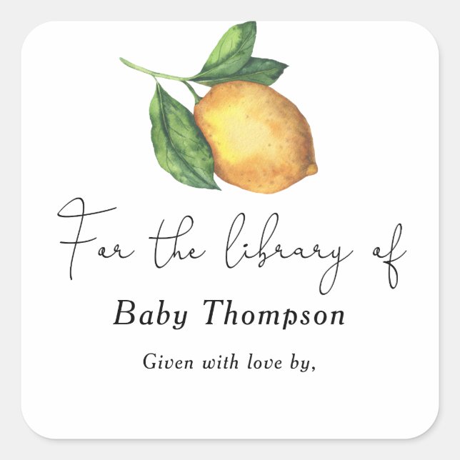 Citrus lemon - baby shower bookplate (Front)