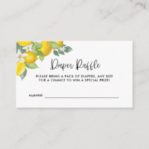 Citrus Lemon Baby Shower Diaper Raffle Tickets Enclosure Card
