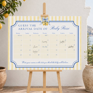 Citrus Lemon Baby Shower Guess The Arrival Date Foam Board