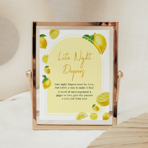 Citrus Lemon Baby Shower Late Night Diapers Poster