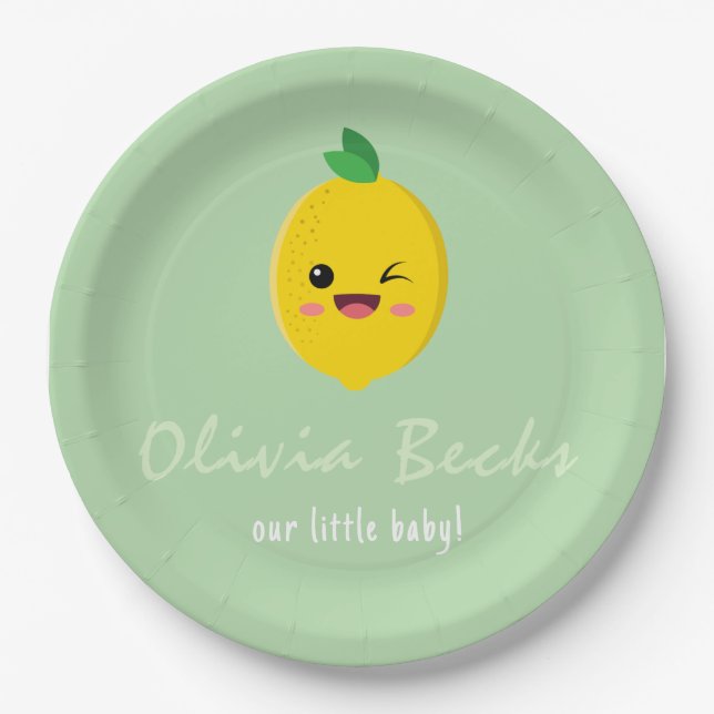 Citrus Lemon Baby Shower Paper Plates (Front)