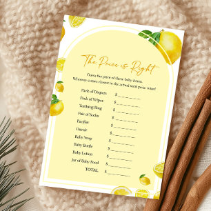 Citrus Lemon Baby Shower The Price Is Right Game