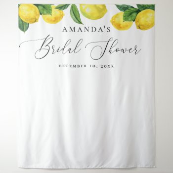 Citrus Lemon Backdrop. Bridal Shower Background Tapestry by RemioniArt at Zazzle