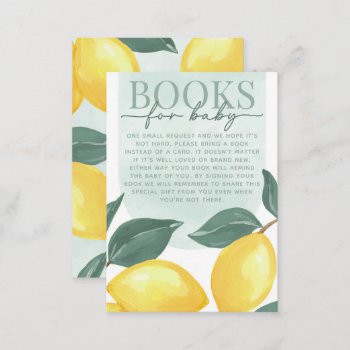 Citrus Lemon Book Request For Baby Card Insert by PerfectPrintableCo at Zazzle