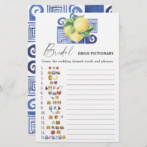 Citrus lemon _ bridal shower emoji pictionary game
