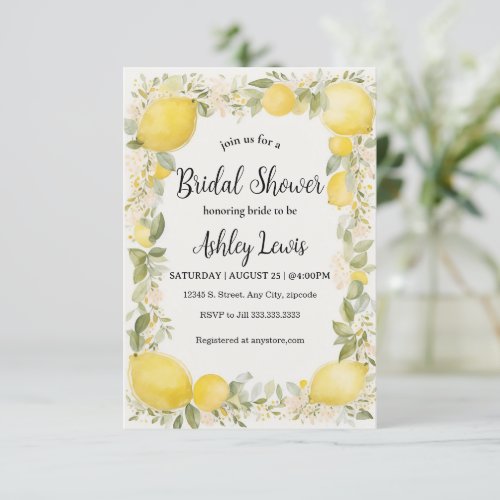 Citrus Lemon bridal shower invitation